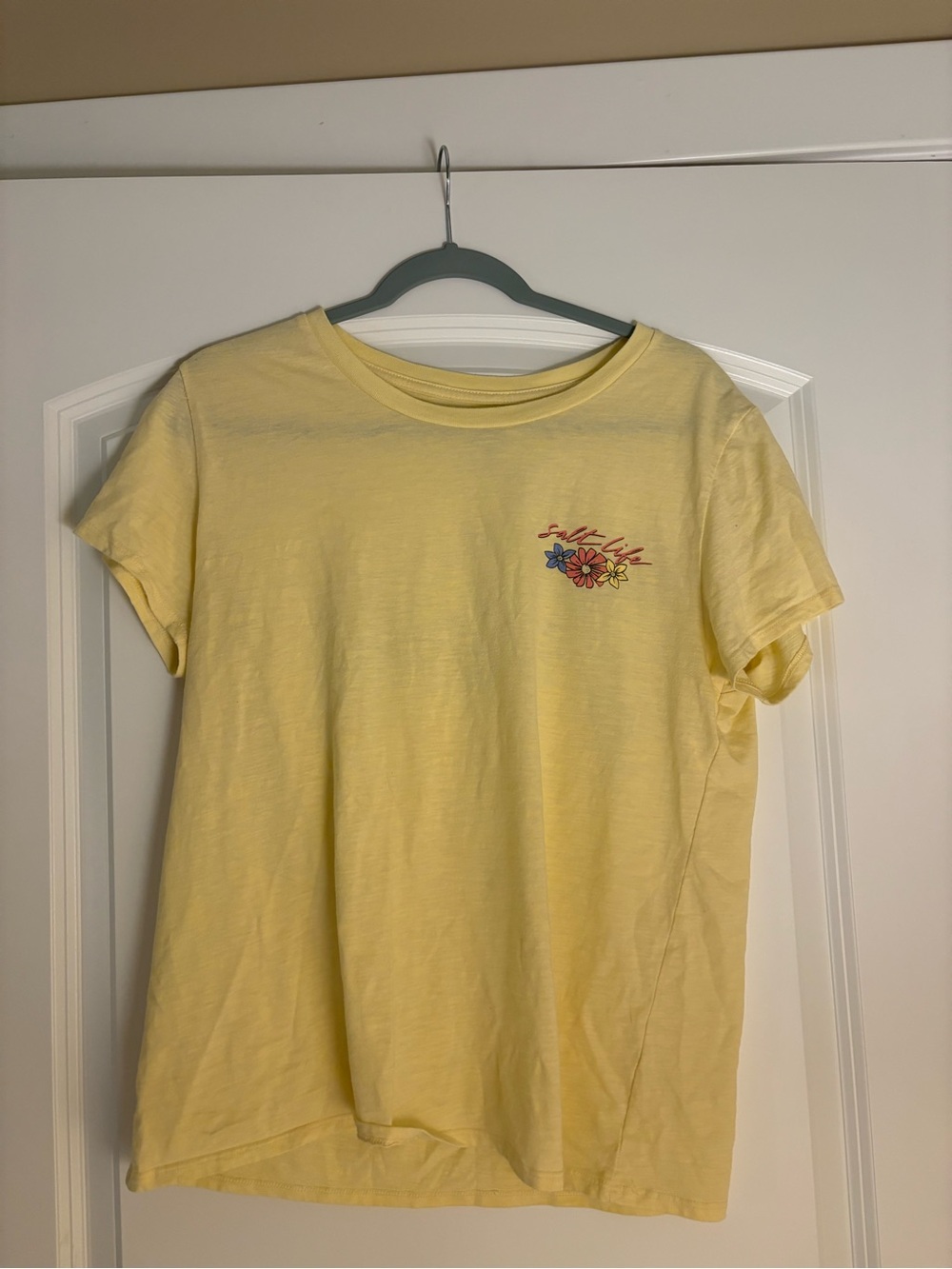 Salt Life Yellow Floral Chest Graphic Crew Tee